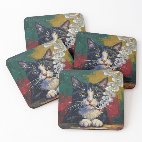 Item preview, Cat Smoking a Cigarette Funny Illustrated Art designed and sold by GymTanLaundry.