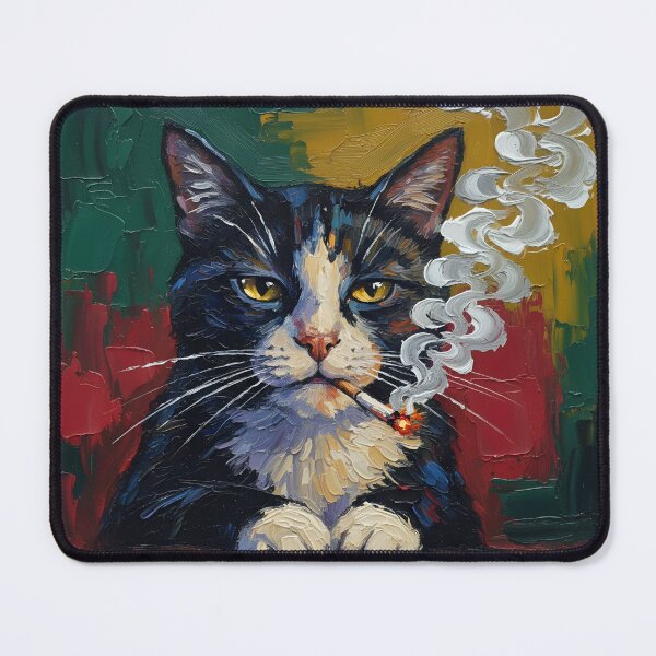 Item preview, Cat Smoking a Cigarette Funny Illustrated Art designed and sold by GymTanLaundry.