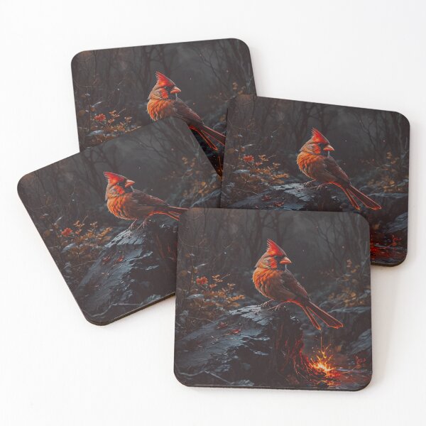 Item preview, Mystical Cardinal Bird in Enchanted Woodland Firelight Art designed and sold by BeautifulVirtues.