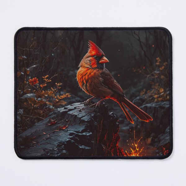 Item preview, Mystical Cardinal Bird in Enchanted Woodland Firelight Art designed and sold by BeautifulVirtues.