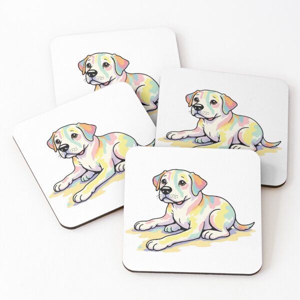 Item preview, Rainbow golden retriever puppy dog vibrant designed and sold by Prints by Mat.