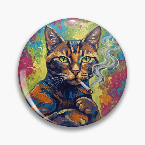 Item preview, Cat Smoking a Cigarette Funny Illustrated Art designed and sold by GymTanLaundry.