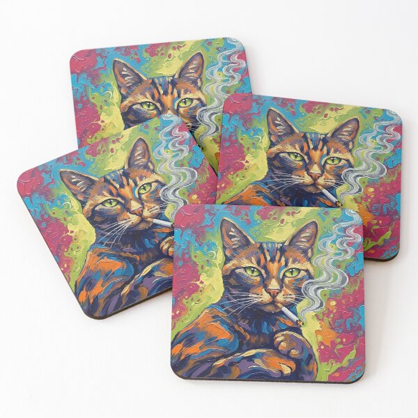 Item preview, Cat Smoking a Cigarette Funny Illustrated Art designed and sold by GymTanLaundry.