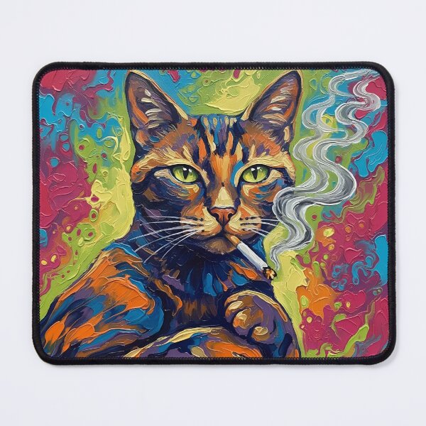 Item preview, Cat Smoking a Cigarette Funny Illustrated Art designed and sold by GymTanLaundry.