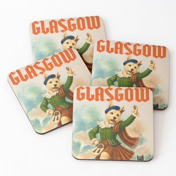 Item preview, Vintage Glasgow Travel Poster Scottish Terrier Dance designed and sold by CJChronicles.