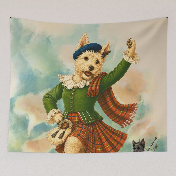 Item preview, Vintage Glasgow Travel Poster Scottish Terrier Dance designed and sold by CJChronicles.