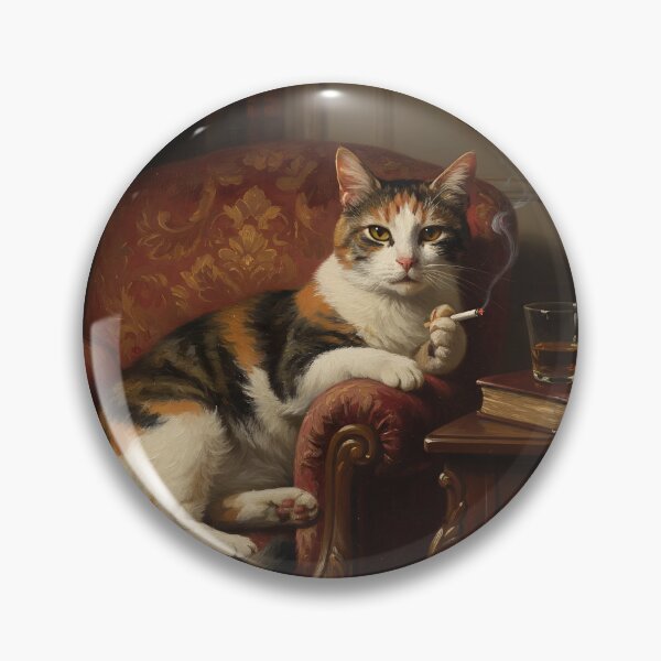 Item preview, Cat Smoking a Cigarette Funny Illustrated Art designed and sold by GymTanLaundry.