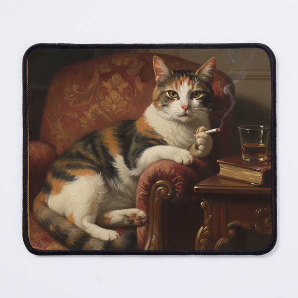 Item preview, Cat Smoking a Cigarette Funny Illustrated Art designed and sold by GymTanLaundry.