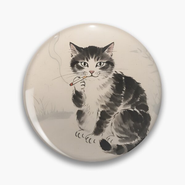 Item preview, Cat Smoking a Cigarette Funny Illustrated Art designed and sold by GymTanLaundry.