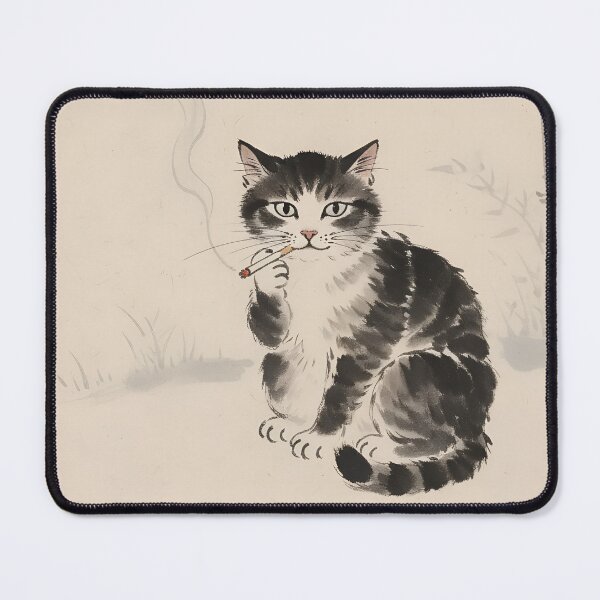 Item preview, Cat Smoking a Cigarette Funny Illustrated Art designed and sold by GymTanLaundry.