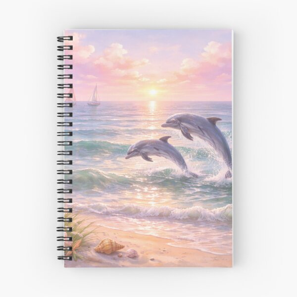 Item preview, Sunset Dolphin Dance | Pastel Beach Scene designed and sold by SpencerReedDes.