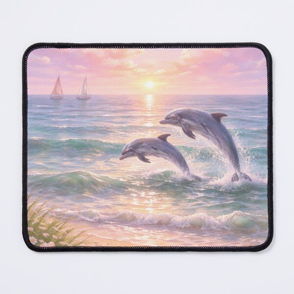 Item preview, Sunset Dolphin Dance | Pastel Beach Scene designed and sold by SpencerReedDes.