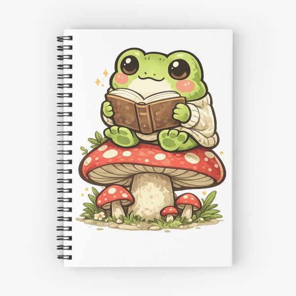 Item preview, Cute Frog Sitting on Mushroom Reading Book – Whimsical Fantasy Book Lover Frog Sticker designed and sold by Ortegan90.