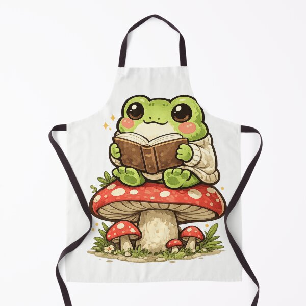 Item preview, Cute Frog Sitting on Mushroom Reading Book – Whimsical Fantasy Book Lover Frog Sticker designed and sold by Ortegan90.