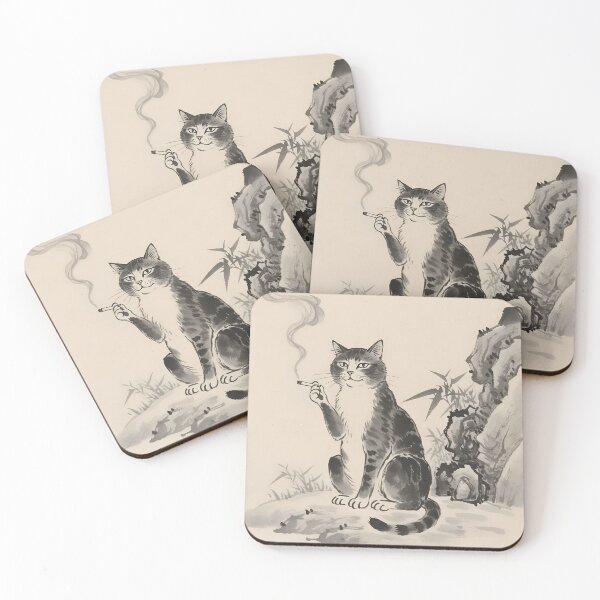 Item preview, Cat Smoking a Cigarette Funny Illustrated Art designed and sold by GymTanLaundry.
