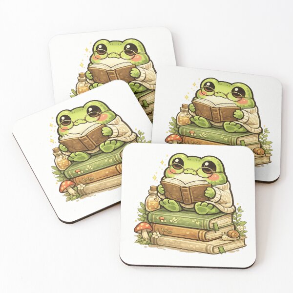 Item preview, Cute Frog with Glasses Reading Book on Stack of Books – Whimsical Fantasy Book Lover Frog Sticker designed and sold by Ortegan90.