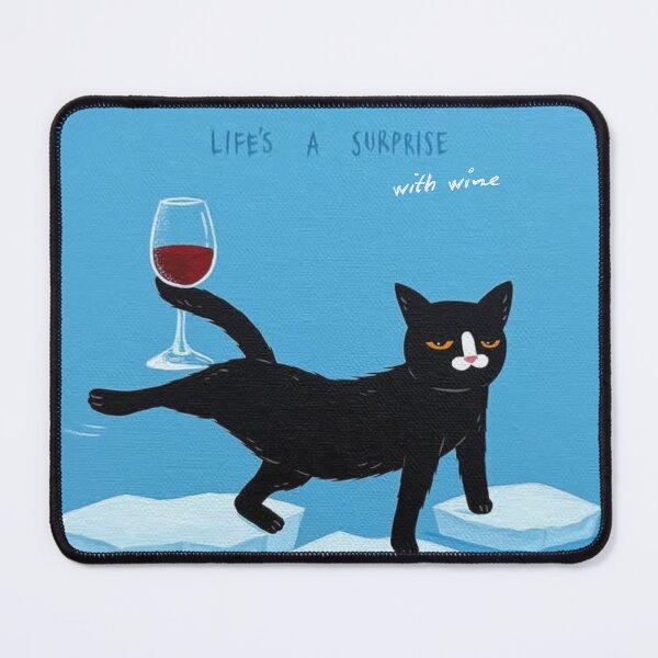 Item preview, Life’s a Surprise – Wine Cat Illustration on Ice designed and sold by Cat-tinto.