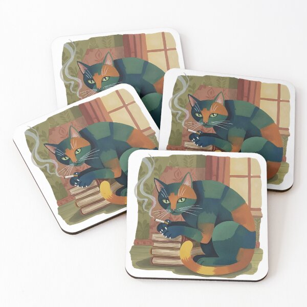 Item preview, Cat Smoking a Cigarette Funny Illustrated Art designed and sold by GymTanLaundry.