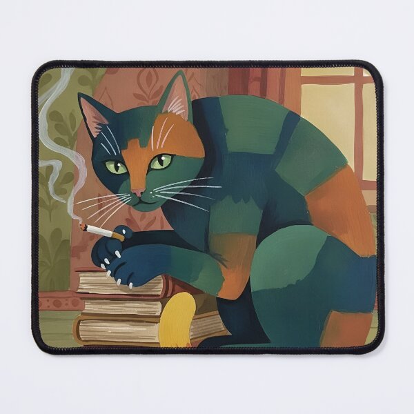Item preview, Cat Smoking a Cigarette Funny Illustrated Art designed and sold by GymTanLaundry.