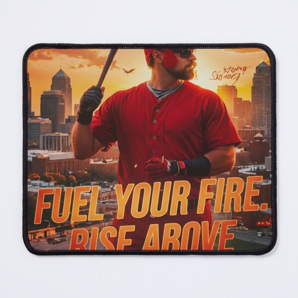 Item preview, Fuel Your Fire Rise Above Inspirational Baseball Player Sunset City Art designed and sold by BeautifulVirtues.
