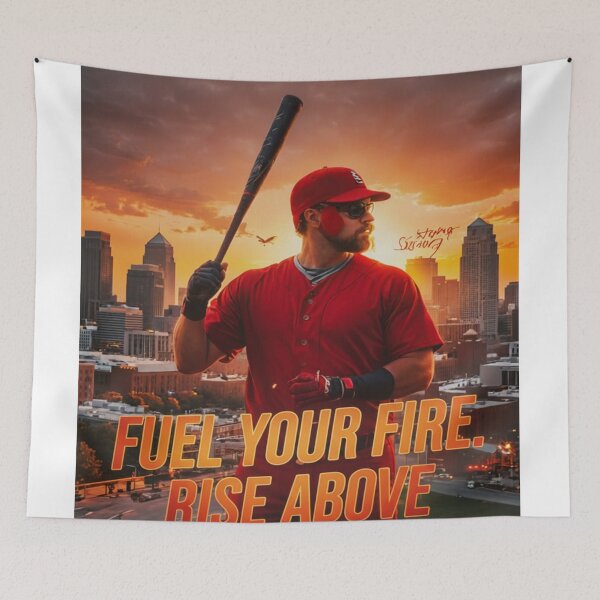 Item preview, Fuel Your Fire Rise Above Inspirational Baseball Player Sunset City Art designed and sold by BeautifulVirtues.