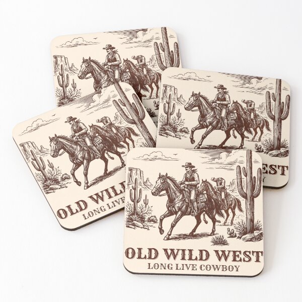 Item preview, Retro Western Cowboy Horseback Riders Desert Illustration designed and sold by Dust And Doom.