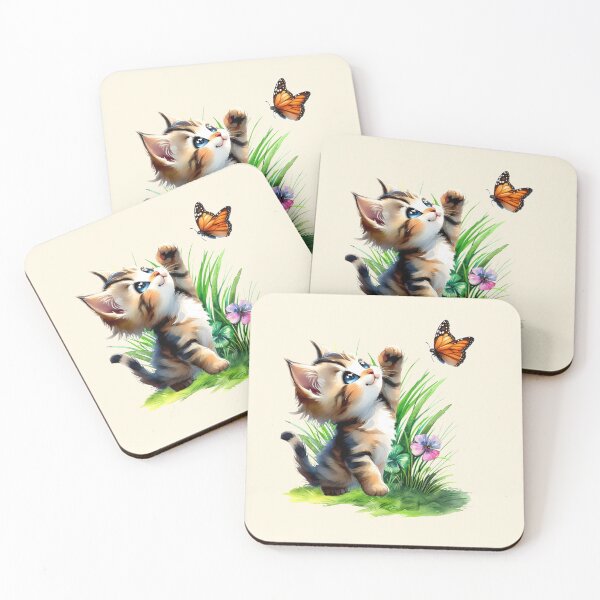 Item preview, Curious Kitten Reaching for a Monarch Butterfly  designed and sold by Calmersion Life.