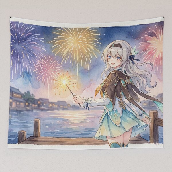 Item preview, Firefly // Honkai: Star Rail Watercolor - Anime Fireworks Festival Watercolor Aesthetic Art designed and sold by Astraphyllia.