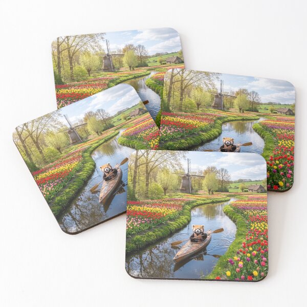 Item preview, Red Panda Paddles Tulip-Lined Canal designed and sold by Tridentulus.