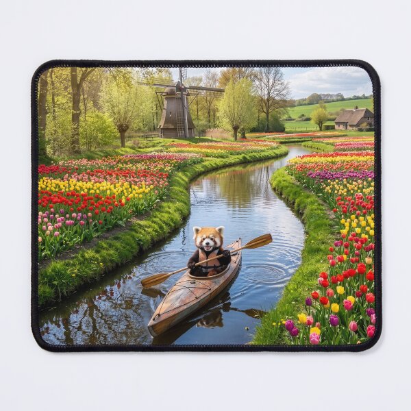 Item preview, Red Panda Paddles Tulip-Lined Canal designed and sold by Tridentulus.