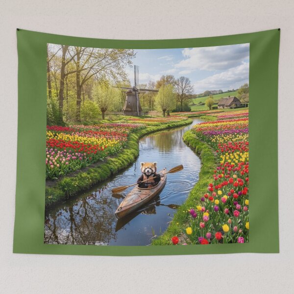 Item preview, Red Panda Paddles Tulip-Lined Canal designed and sold by Tridentulus.