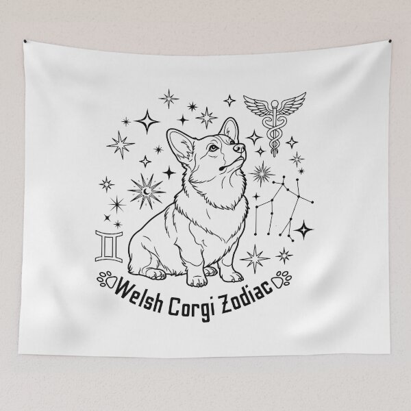 Item preview, Welsh Corgi Gemini Zodiac - Minimalist Constellation Dog Art. designed and sold by KojourinArt.