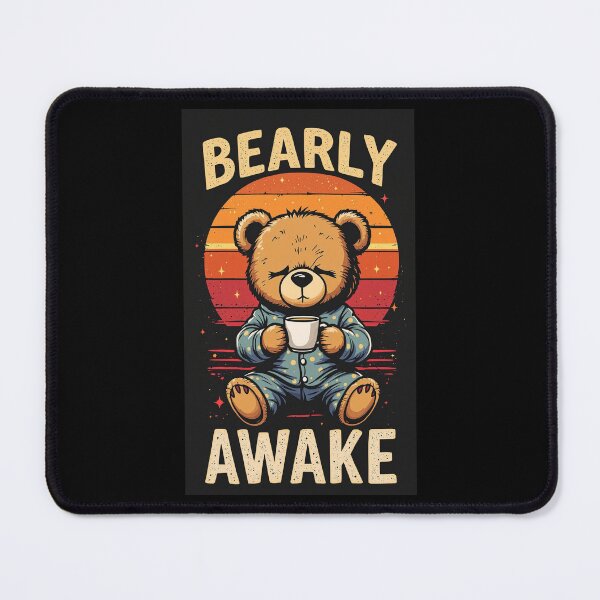 Item preview, Bearly Awake Funny Retro Bear - Morning Coffee Humor - Vintage Sunset Bear Art designed and sold by JLMWorks.