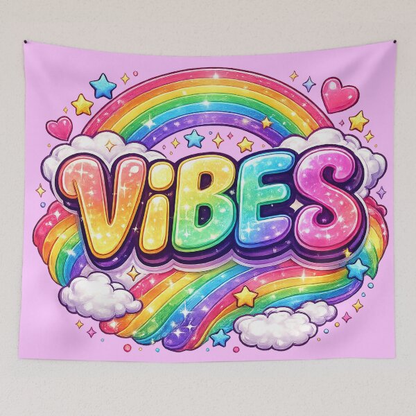 Item preview, VIBES – Rainbow Energy Party Graphic Tee designed and sold by gahteeriffico.