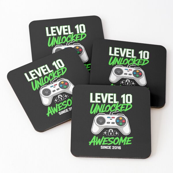 Item preview, Level 10 Unlocked – Awesome Since 2016 – 10th Birthday Gaming Design designed and sold by Gogetgiggles.