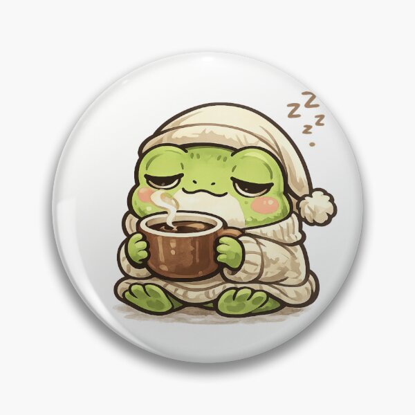 Item preview, Sleepy Frog Drinking Coffee in Nightgown – Cozy Fantasy Frog Morning Aesthetic Art designed and sold by Ortegan90.