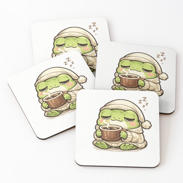Item preview, Sleepy Frog Drinking Coffee in Nightgown – Cozy Fantasy Frog Morning Aesthetic Art designed and sold by Ortegan90.