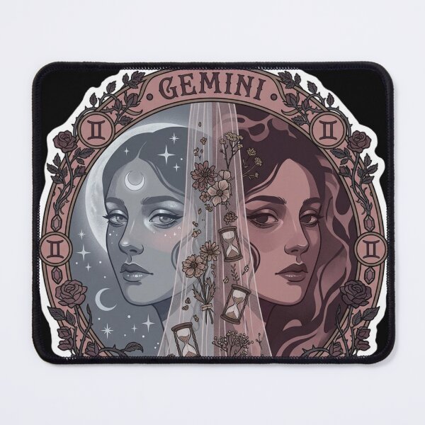 Item preview, Gemini Whimsigoth Zodiac Art — Dark Celestial Air Sign Astrology Design designed and sold by DriftingDoodle.
