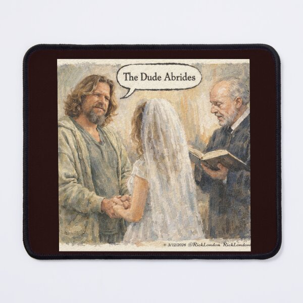 Item preview, The Dude Abrides – Funny Wedding Pun Cartoon by Rick London designed and sold by Rick London Gifts.