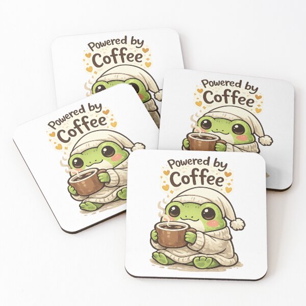 Item preview, Sleepy Frog Powered by Coffee – Cute Frog in Nightgown Cozy Coffee Aesthetic Art designed and sold by Ortegan90.