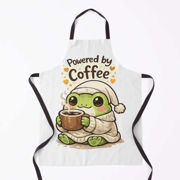 Item preview, Sleepy Frog Powered by Coffee – Cute Frog in Nightgown Cozy Coffee Aesthetic Art designed and sold by Ortegan90.