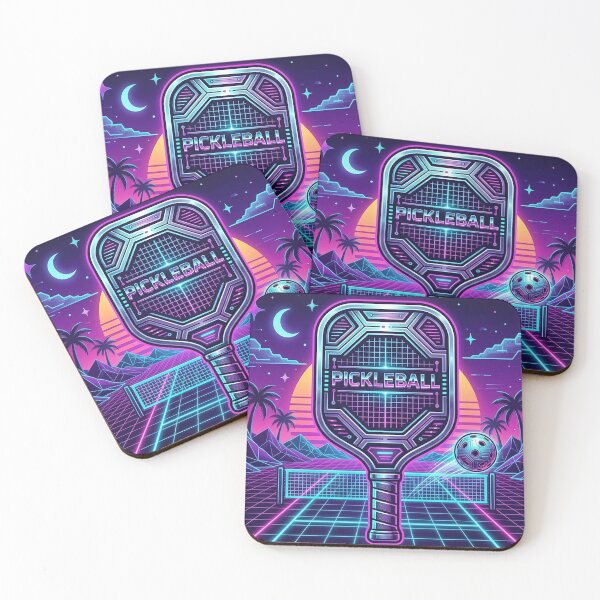 Item preview, Retro Pickleball Vaporwave – 90s Synthwave Neon Sunset Sports Art designed and sold by CattlettArt.