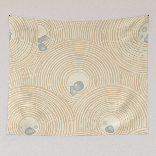 Item preview, Japanese Zen Garden Pattern — Sand Ripple Stone Minimalist Meditation Print designed and sold by AiMEiRi.