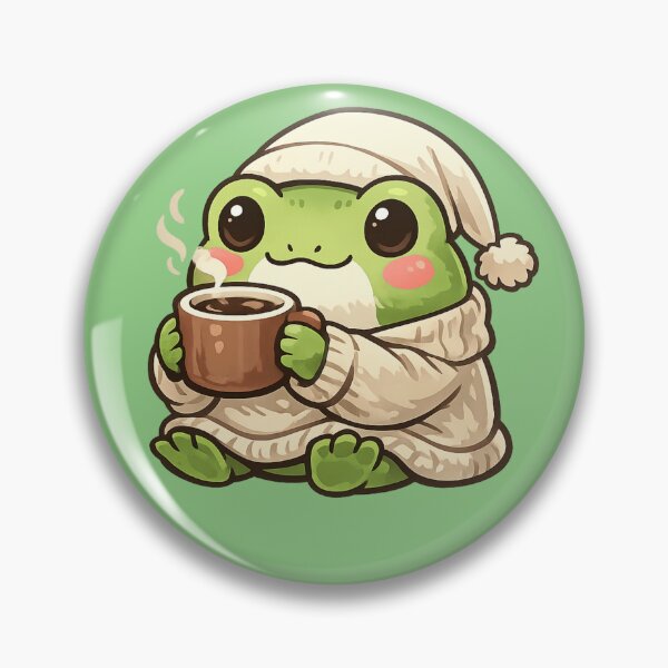 Item preview, Frog in Nightgown Drinking Coffee in Grass – Cozy Fantasy Frog Aesthetic Art designed and sold by Ortegan90.