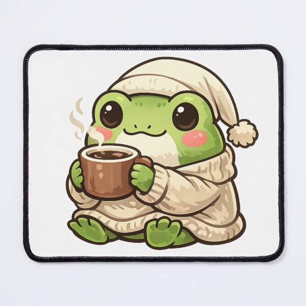 Item preview, Frog in Nightgown Drinking Coffee in Grass – Cozy Fantasy Frog Aesthetic Art designed and sold by Ortegan90.