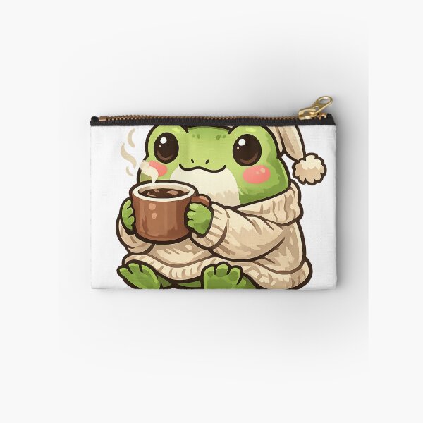 Item preview, Frog in Nightgown Drinking Coffee in Grass – Cozy Fantasy Frog Aesthetic Art designed and sold by Ortegan90.