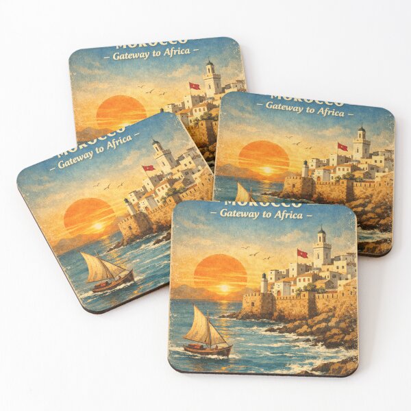 Item preview, Tangier Morocco Vintage Travel Poster – Gateway to Africa Sunset Coastal Art designed and sold by Watchyyy.