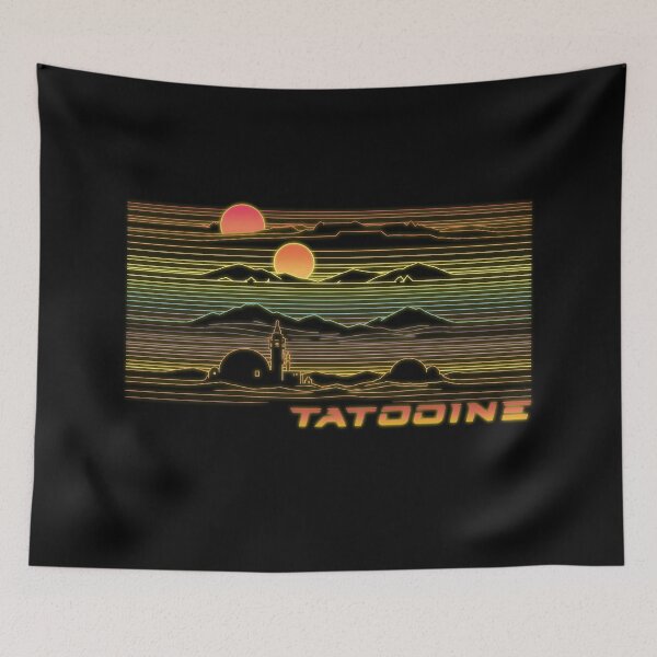 Item preview, Retro Desert Twin Suns Sci Fi Landscape designed and sold by ArtsB.