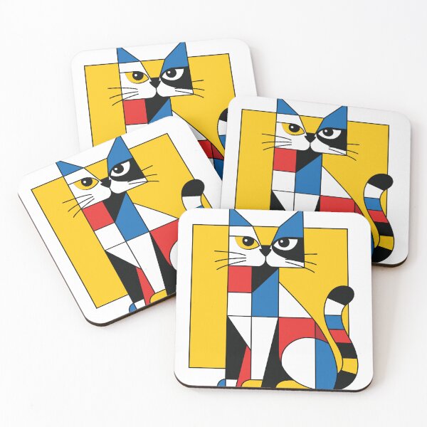 Item preview, Abstract Geometric Cat Modern Color Block Cat Art Design designed and sold by OrbitPixel.
