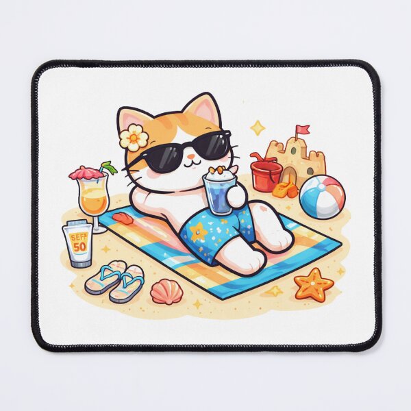 Item preview, Beach Towel Relaxing Cat designed and sold by Halcyonity.